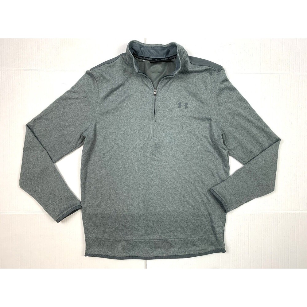 Under Armour Sweatshirt Adult M Gray Running 1/4 Zip Loose Fit Heatgear Mens